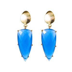 18K Gold Vermeil Blue Chalcedony Earrings